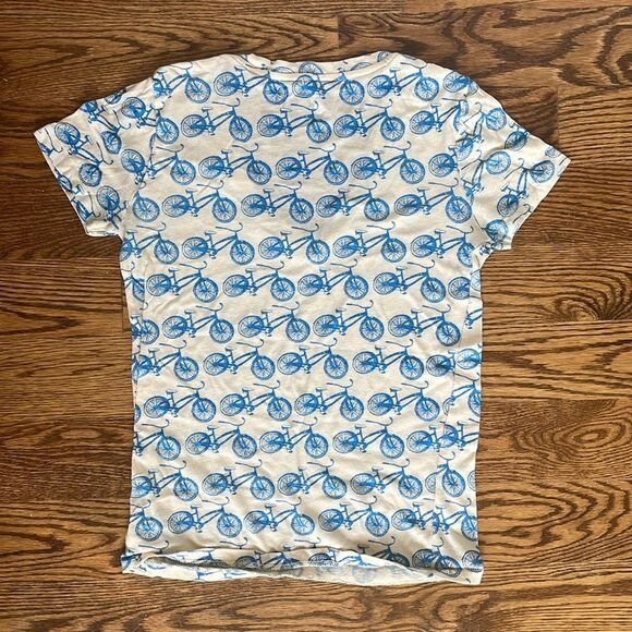 Urban Outfitters BDG Soft Thin Short Sleeve T-Shirt Bicycle Pattern Blue Small - Picture 5 of 7